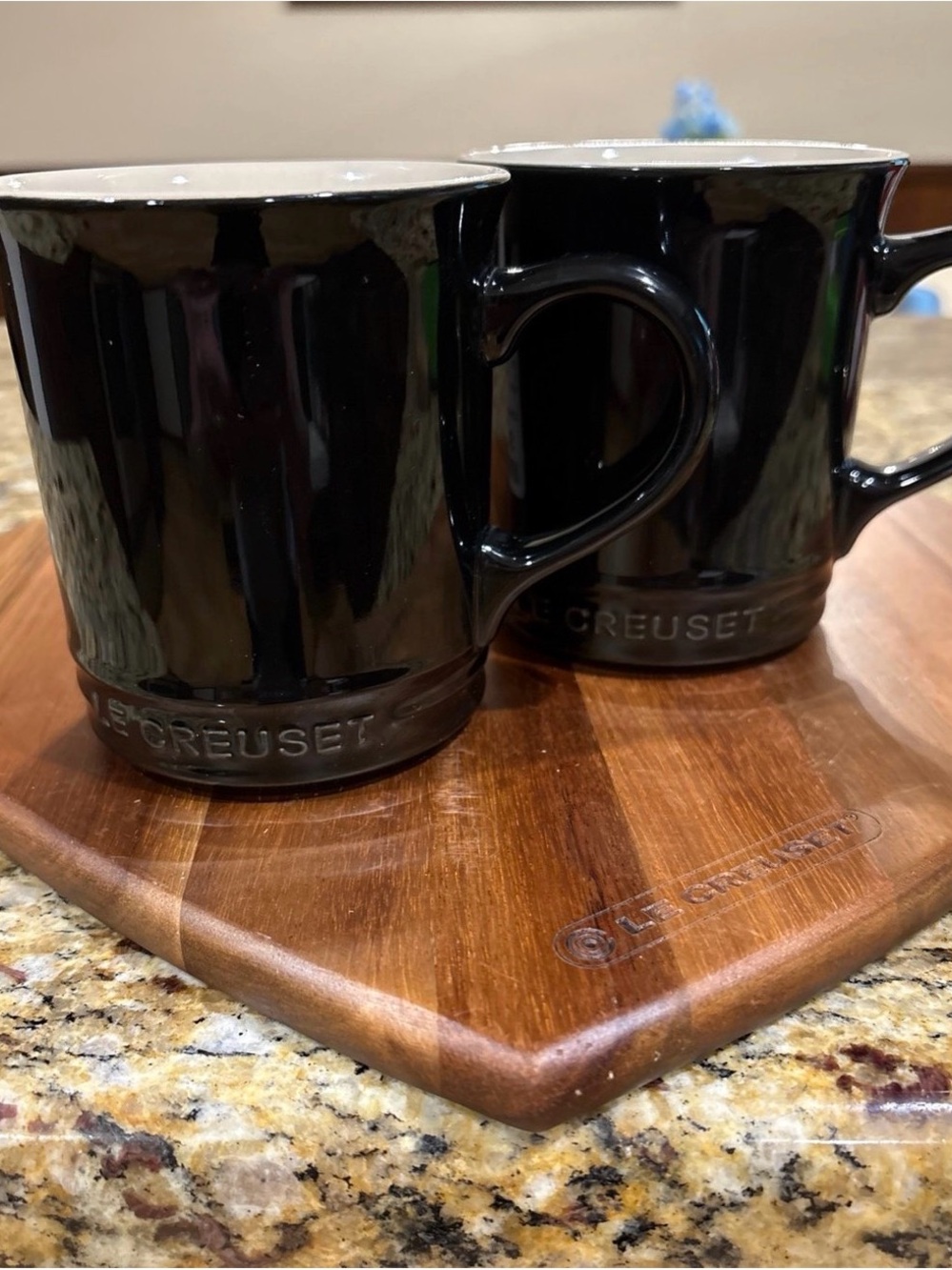 Le Creuset Glossy Black Stoneware 400ml Coffee Mugs - Pair - Picture 6 of 6